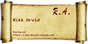 Rikk Arvid névjegykártya